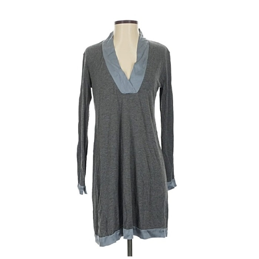 Valery Luxury Lingerie Grey Silk Blend V-Neck Sleep Shirt Nightgown EU 36 US 6